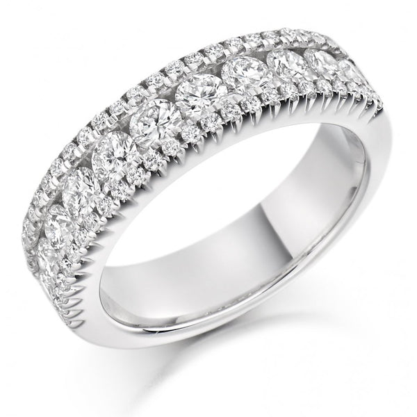Platinum 1.50ct round brilliant cut diamond 3 row eternity ring