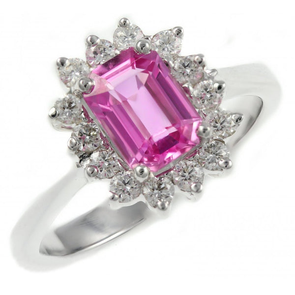 18ct white gold 0.90ct pink sapphire & 0.31ct diamond ring