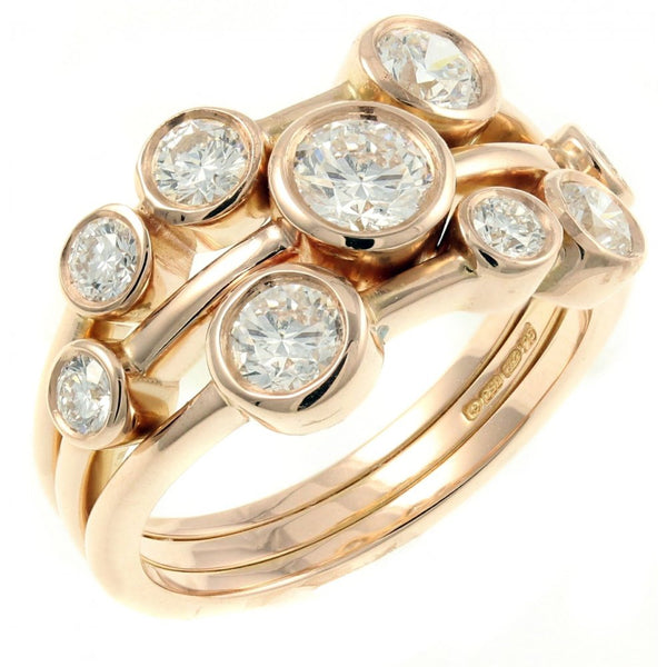 18ct rose gold 2.01t round brilliant cut diamond cluster ring