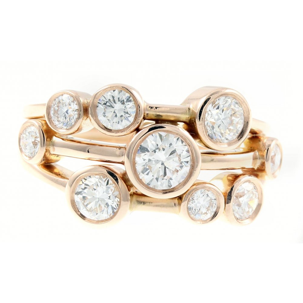 18ct rose gold 2.01t round brilliant cut diamond cluster ring