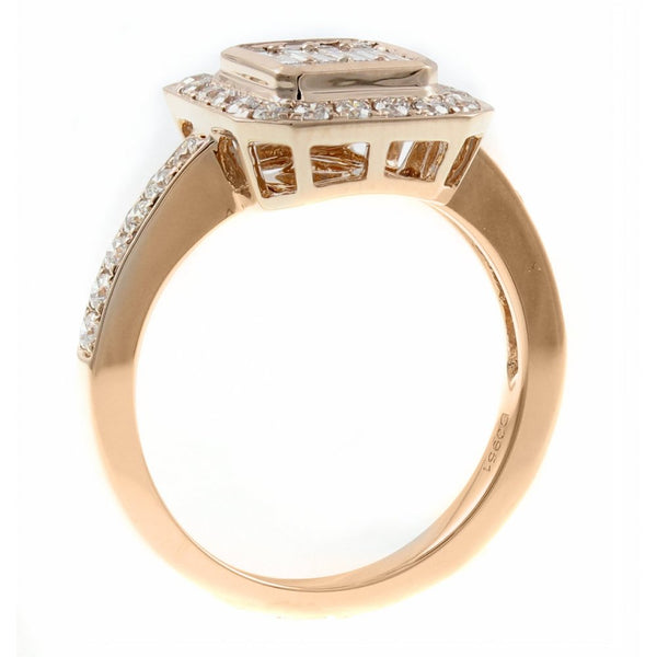 18ct rose gold 0.95ct diamond Art Deco style cluster ring