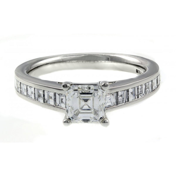 Platinum 0.52ct G VS2 IGI asscher cut diamond ring
