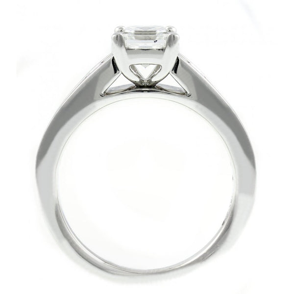 Platinum 0.52ct G VS2 IGI asscher cut diamond ring