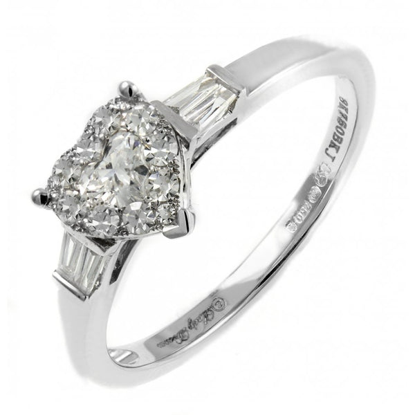 18ct white gold 0.47ct heart & round diamond cluster ring