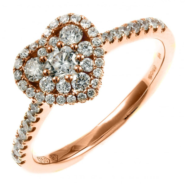 18ct rose gold 0.61ct heart shaped diamond cluster ring