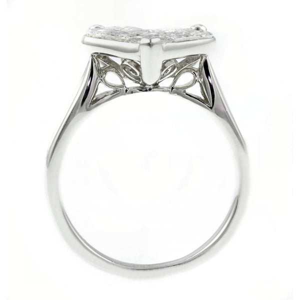Platinum 1.51ct heart shaped invisible set diamond cluster ring