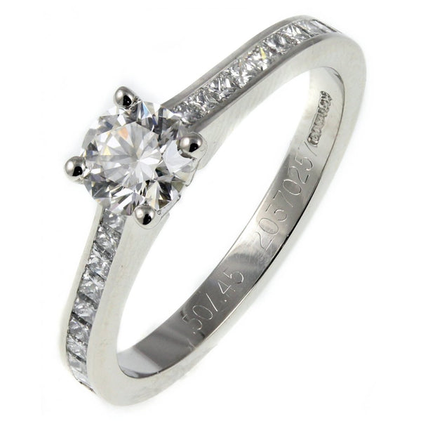 Platinum 0.53ct D VS2 EGL round brilliant cut diamond ring
