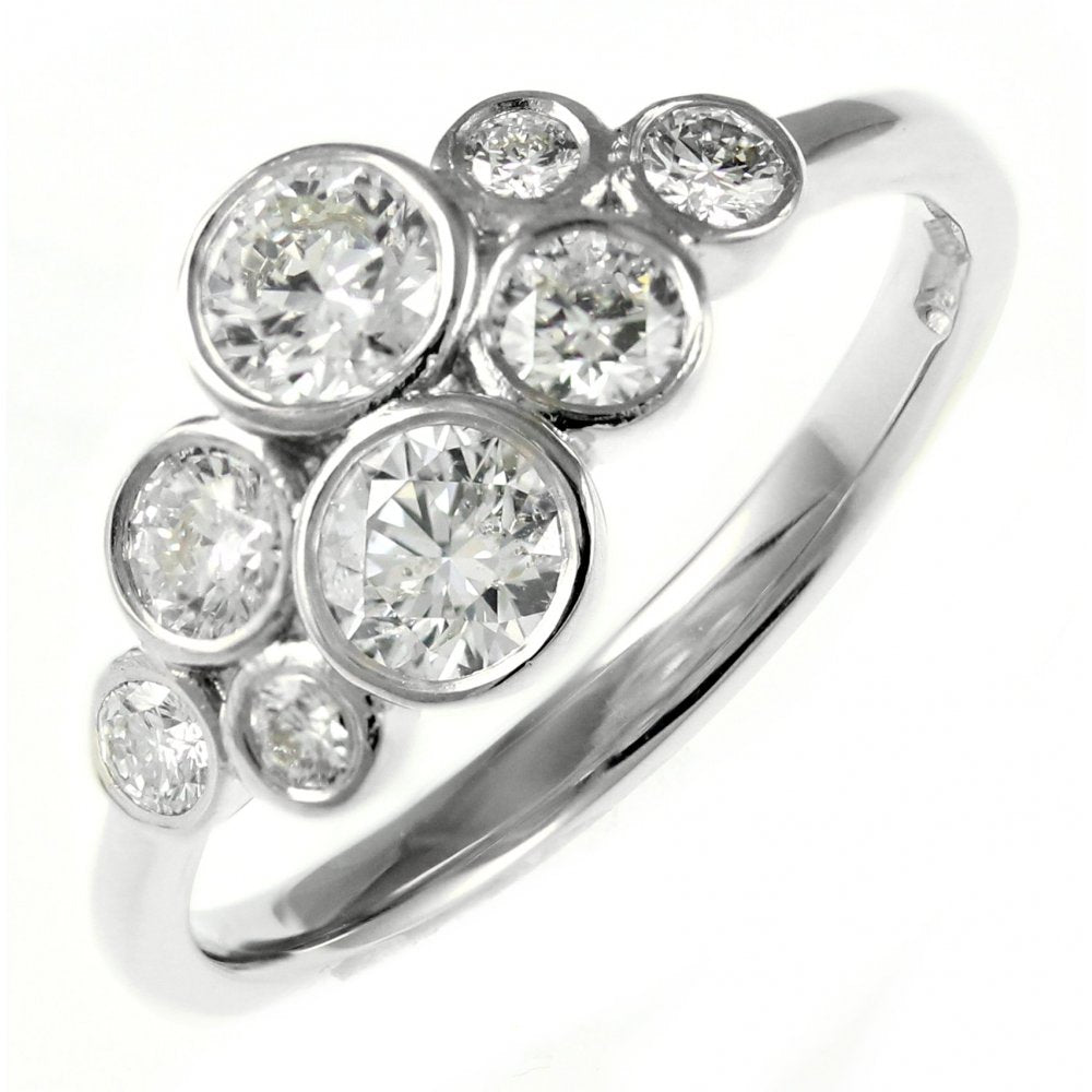 Platinum 0.87ct round brilliant cut diamond spray cluster ring