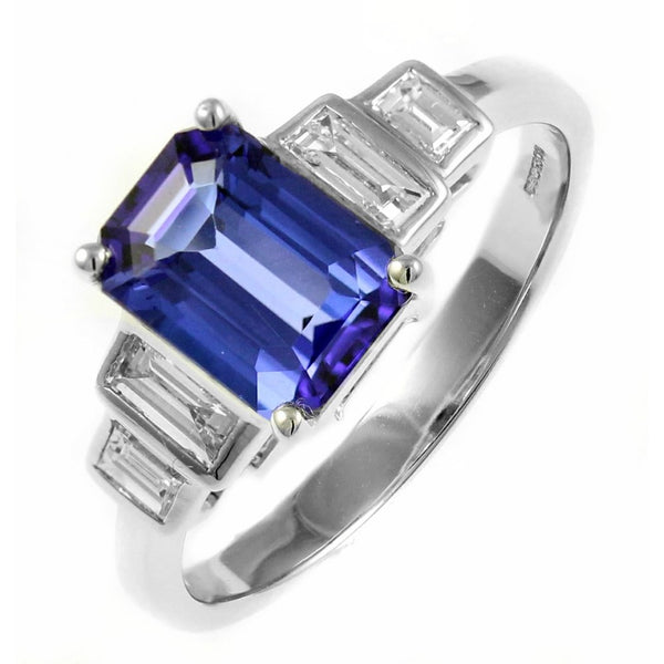 Platinum 1.59ct tanzanite & 0.16ct diamond ring