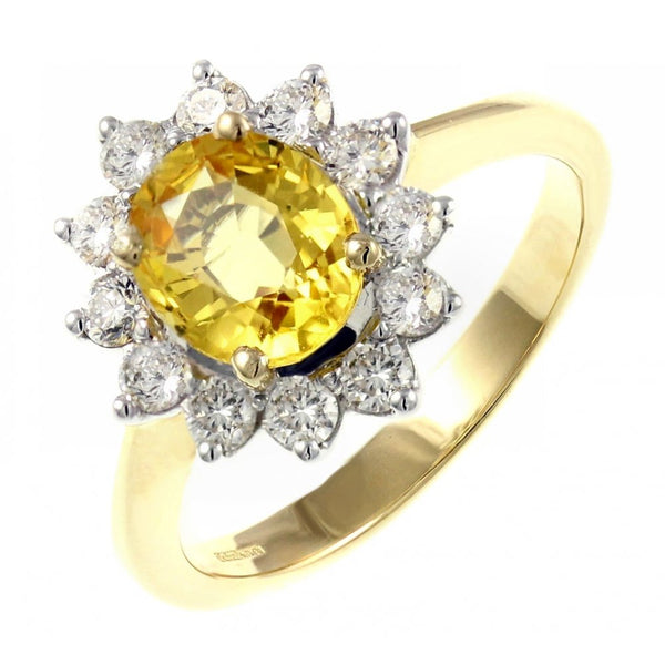 18ct yellow gold 3.44ct yellow sapphire & 0.71ct diamond ring