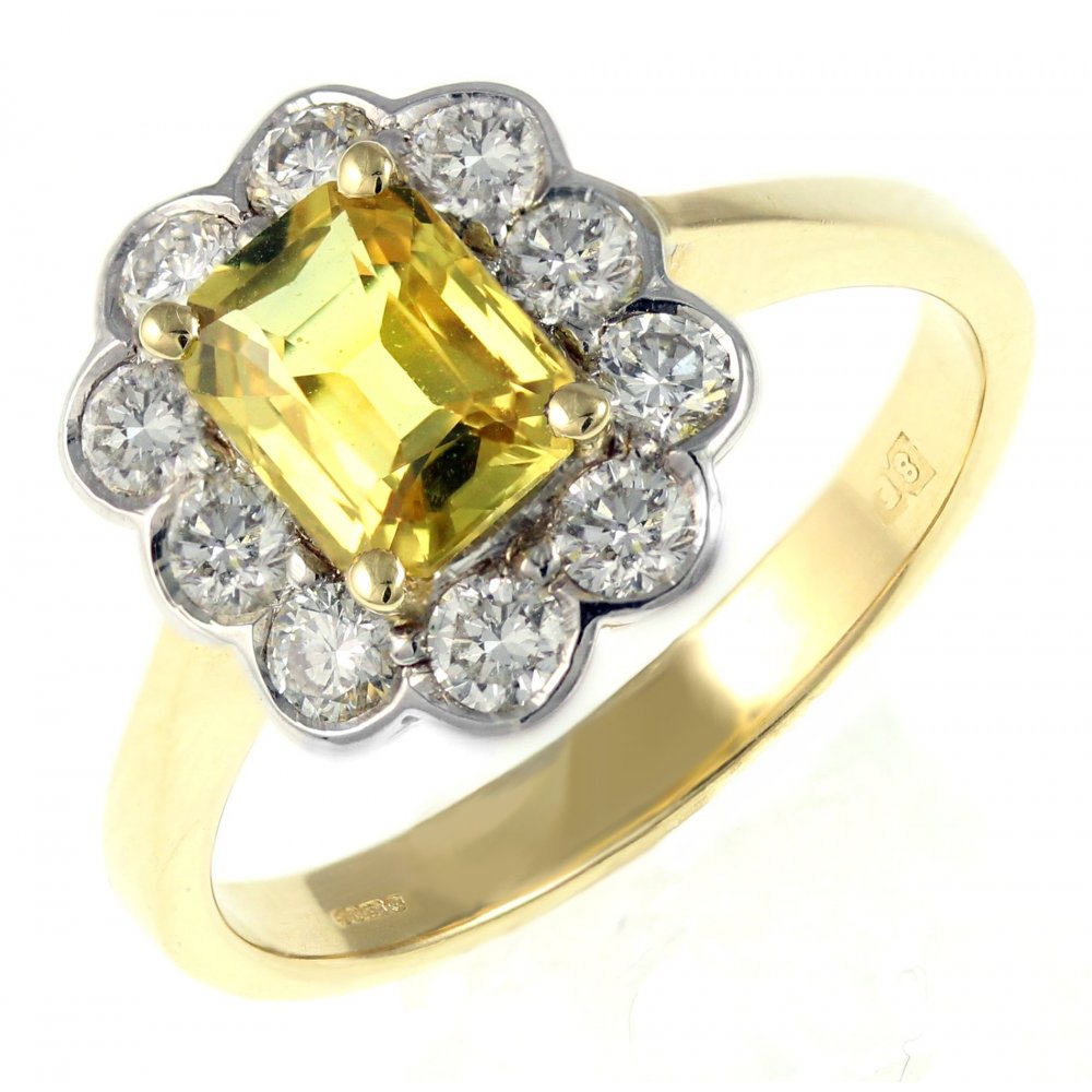 18ct Yellow Gold 1.66ct Yellow Sapphire & 0.68ct Diamond Ring