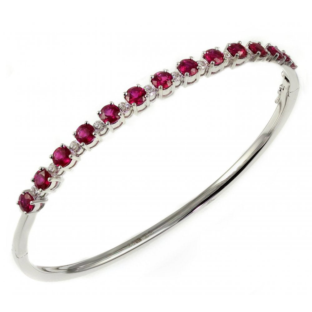 18ct white gold 2.87ct ruby & 0.49ct diamond bangle