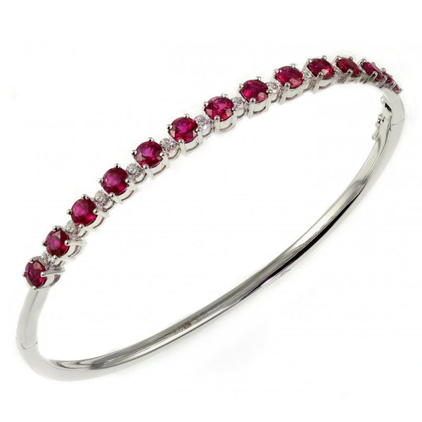 18ct white gold 2.87ct ruby & 0.49ct diamond bangle