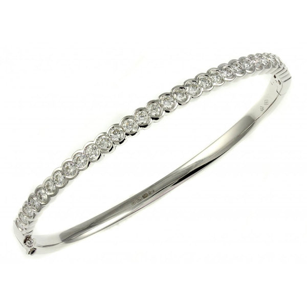 18ct white gold 2.18ct round brilliant cut diamond bangle