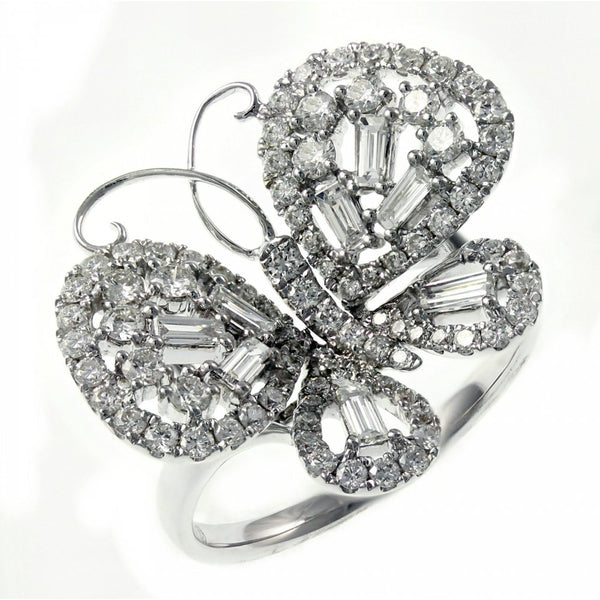 Platinum 1.25ct diamond butterfly cluster ring