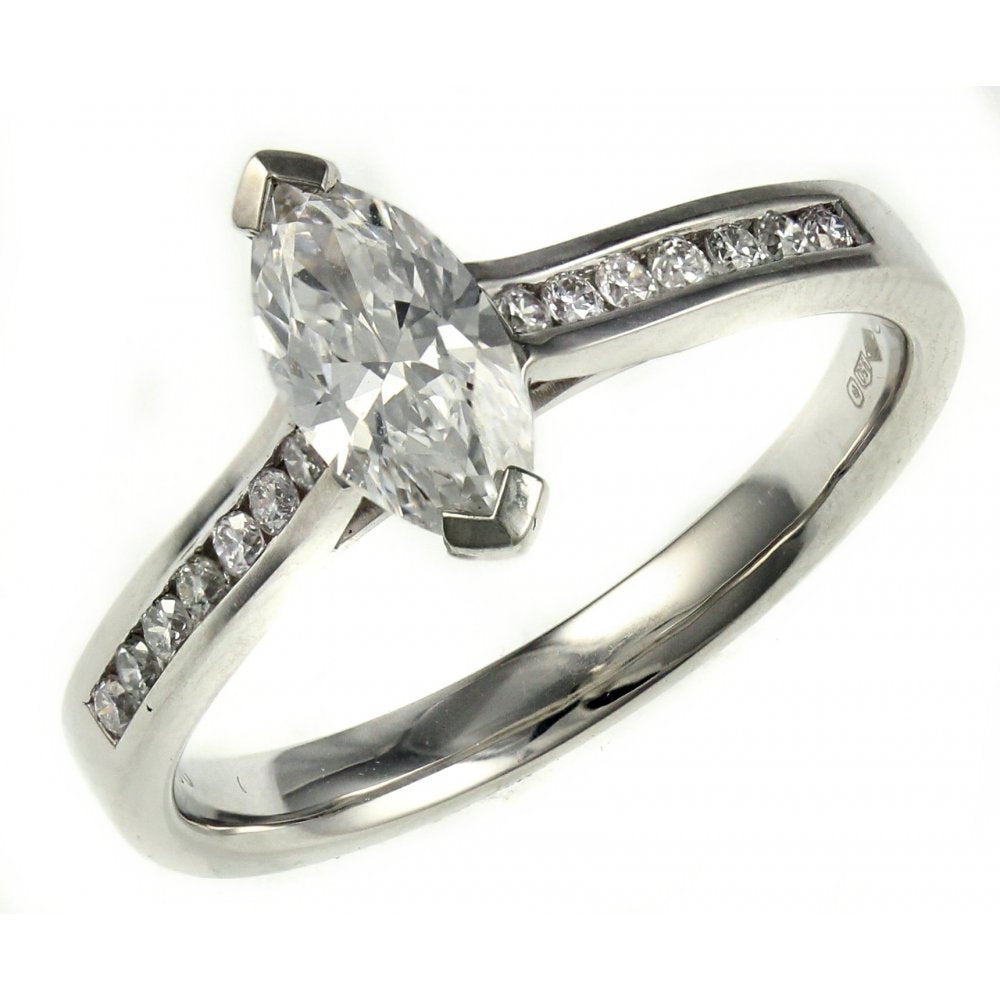 Platinum 0.71ct D VS2 EGL marquise cut diamond ring