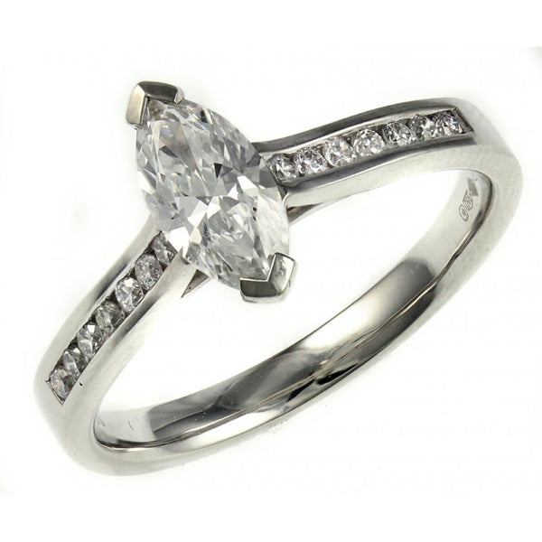 Platinum 0.71ct D VS2 EGL marquise cut diamond ring