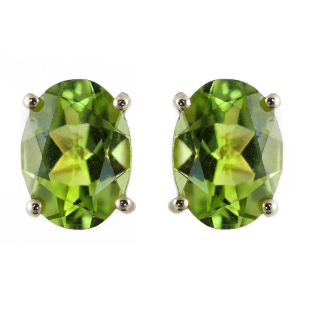 9ct yellow gold 8mm x 6mm oval peridot stud earrings