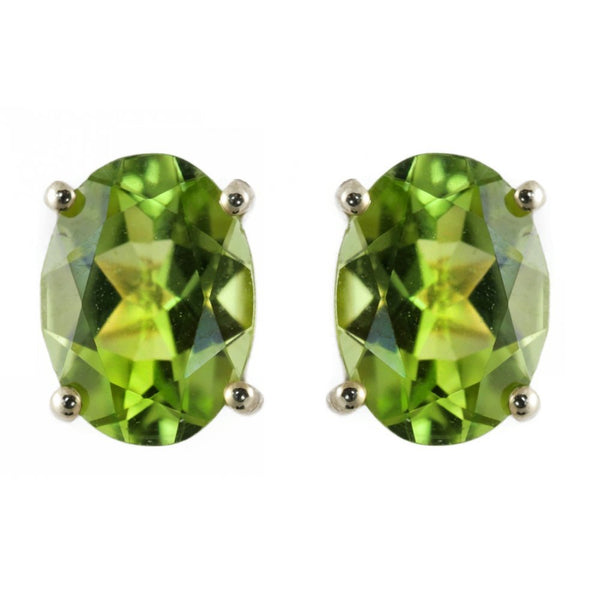9ct yellow gold 8mm x 6mm oval peridot stud earrings