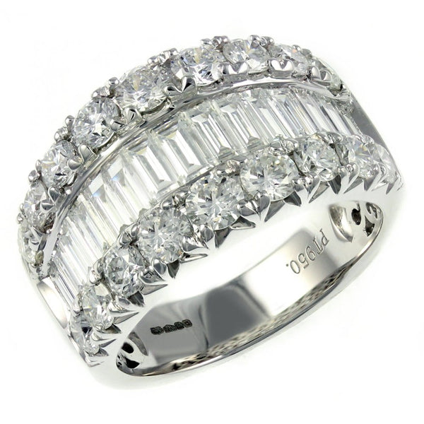 Platinum 3.61ct baguette & round diamond eternity ring