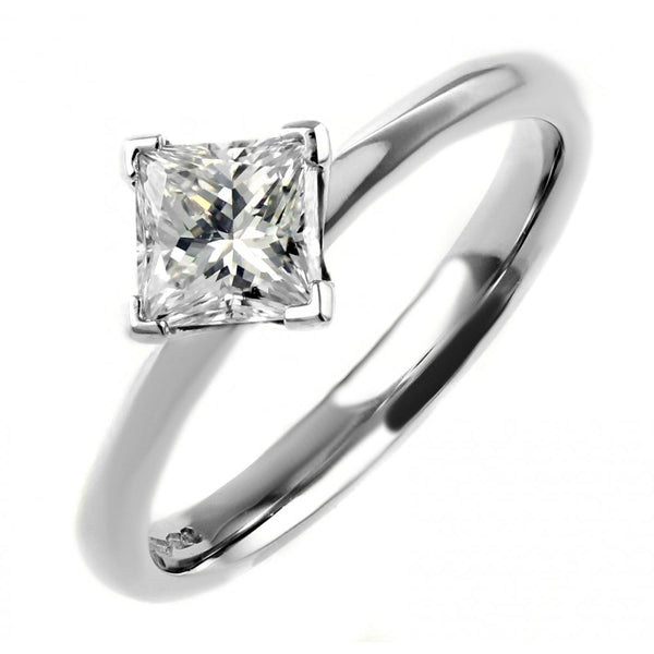 Platinum 0.70ct F VS1 EGL princess cut diamond ring