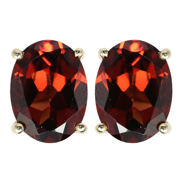 9ct yellow gold 10mm x 8mm oval garnet stud earrings