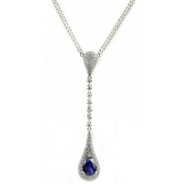 18ct white gold 1.50ct sapphire & 1.40ct diamond pendant
