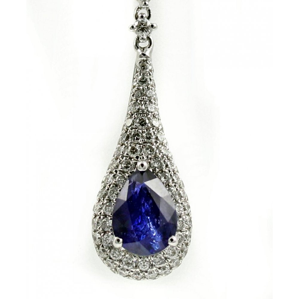 18ct white gold 1.50ct sapphire & 1.40ct diamond pendant