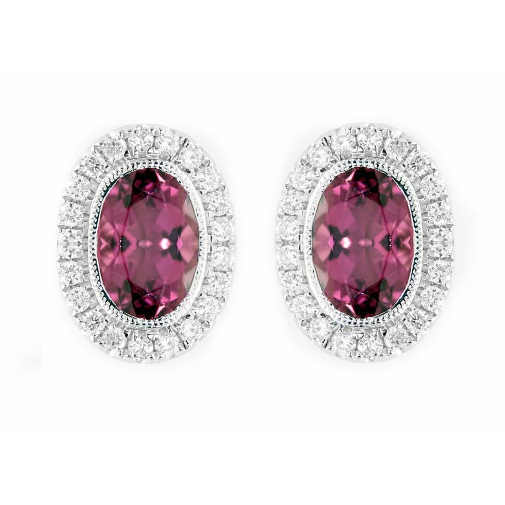 18ct white gold 1.84ct rubellite & 0.30ct diamond stud earrings
