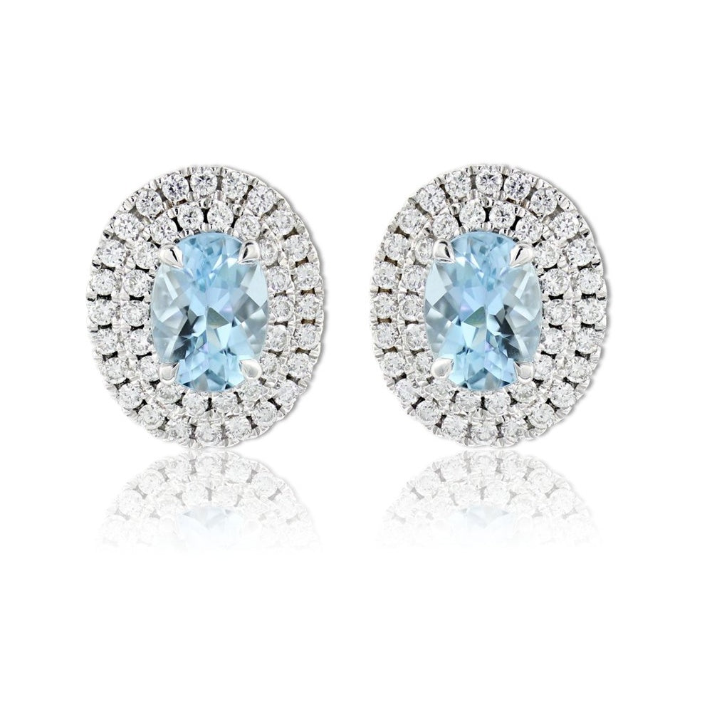 18ct white gold 1.63ct aquamarine & 0.57ct diamond earrings
