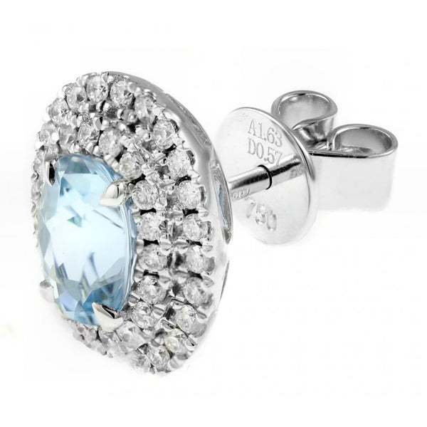 18ct white gold 1.63ct aquamarine & 0.57ct diamond earrings