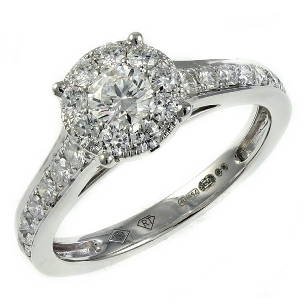 Platinum 0.45ct invisible set diamond cluster ring
