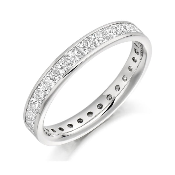 Platinum 2.05ct princess cut diamond full eternity ring