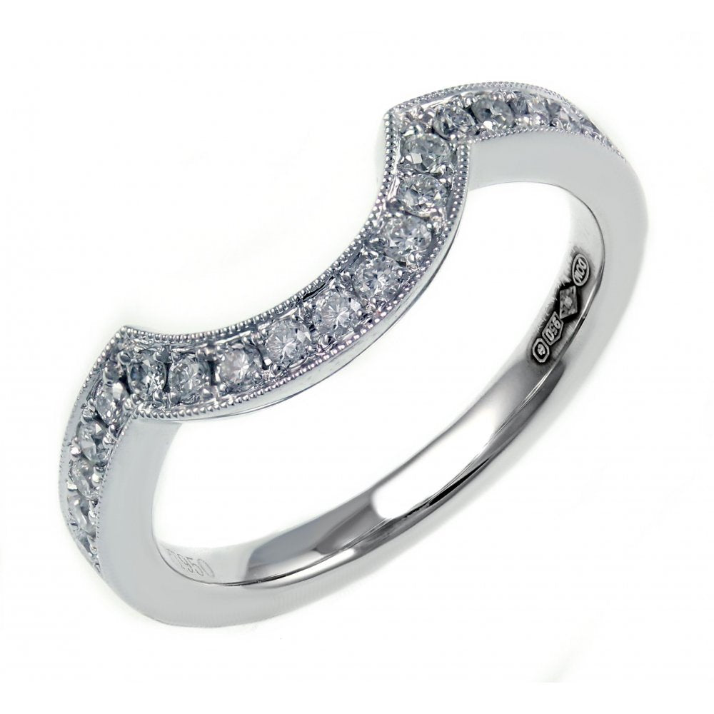 Platinum 0.23ct round brilliant cut diamond pave shaped band