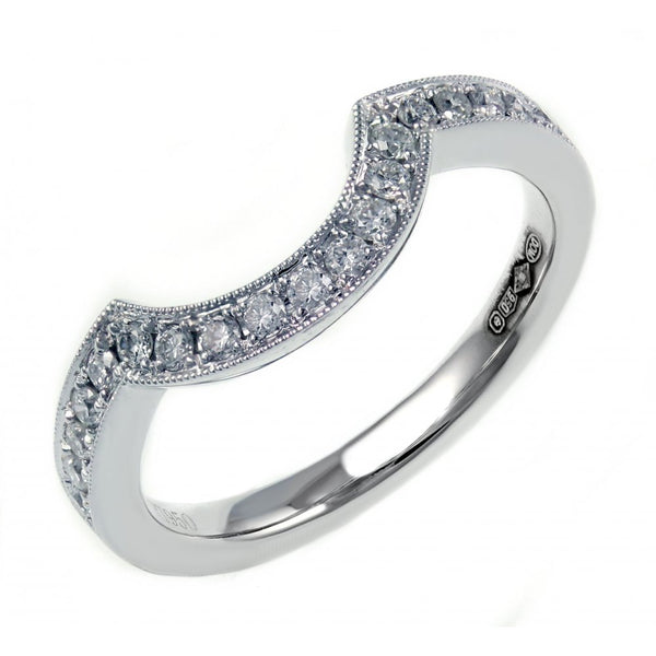 Platinum 0.23ct round brilliant cut diamond pave shaped band