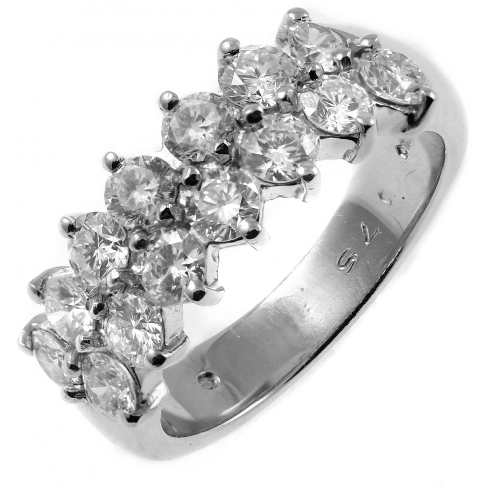 Platinum 1.78ct round brilliant 2 row half eternity diamond ring