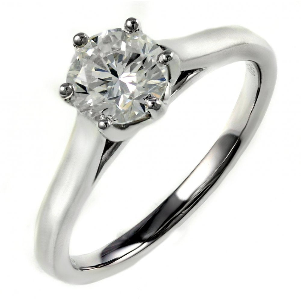 Platinum 1.02ct F VS2 GIA round brilliant cut diamond ring.