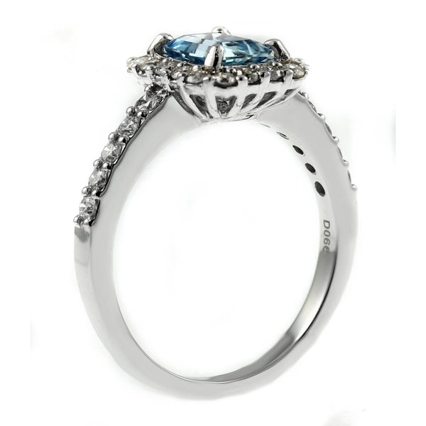 18ct white gold 0.97ct aquamarine & 0.49ct diamond cluster ring