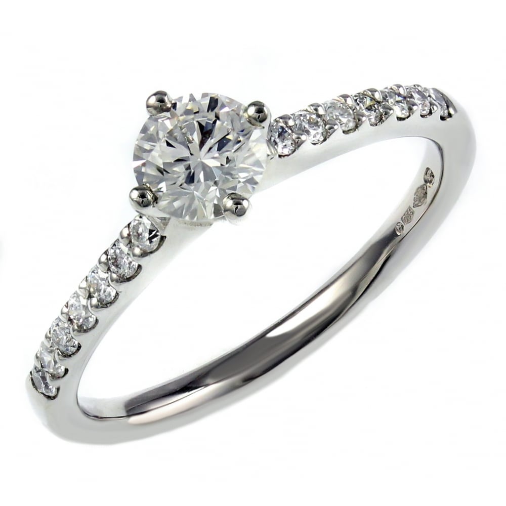 Platinum 0.52ct E VS2 GIA round brilliant cut diamond ring