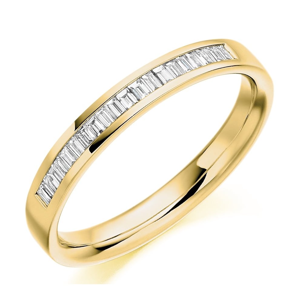 18ct yellow gold 0.20ct baguette cut diamond half eternity ring