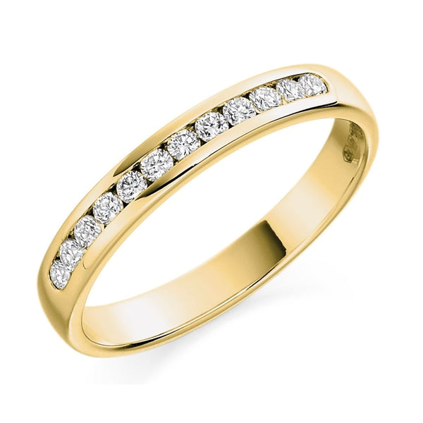 18ct yellow gold 0.25ct round diamond half eternity ring