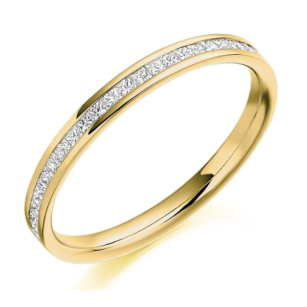 18ct yellow gold 0.25ct princess cut diamond half eternity ring