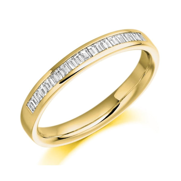 18ct yellow gold 0.26ct baguette cut diamond half eternity ring
