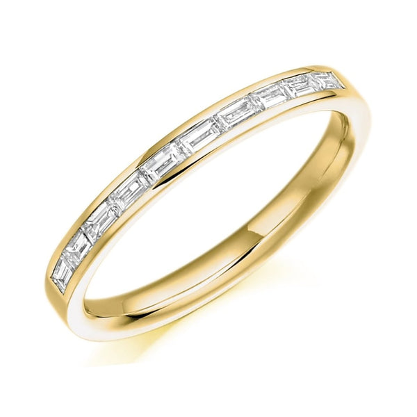 18ct yellow gold 0.30ct baguette cut diamond half eternity ring