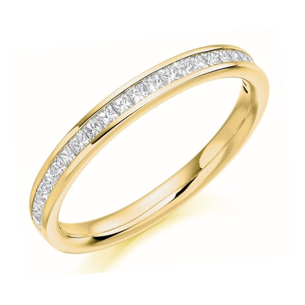 18ct yellow gold 0.33ct princess cut diamond half eternity ring