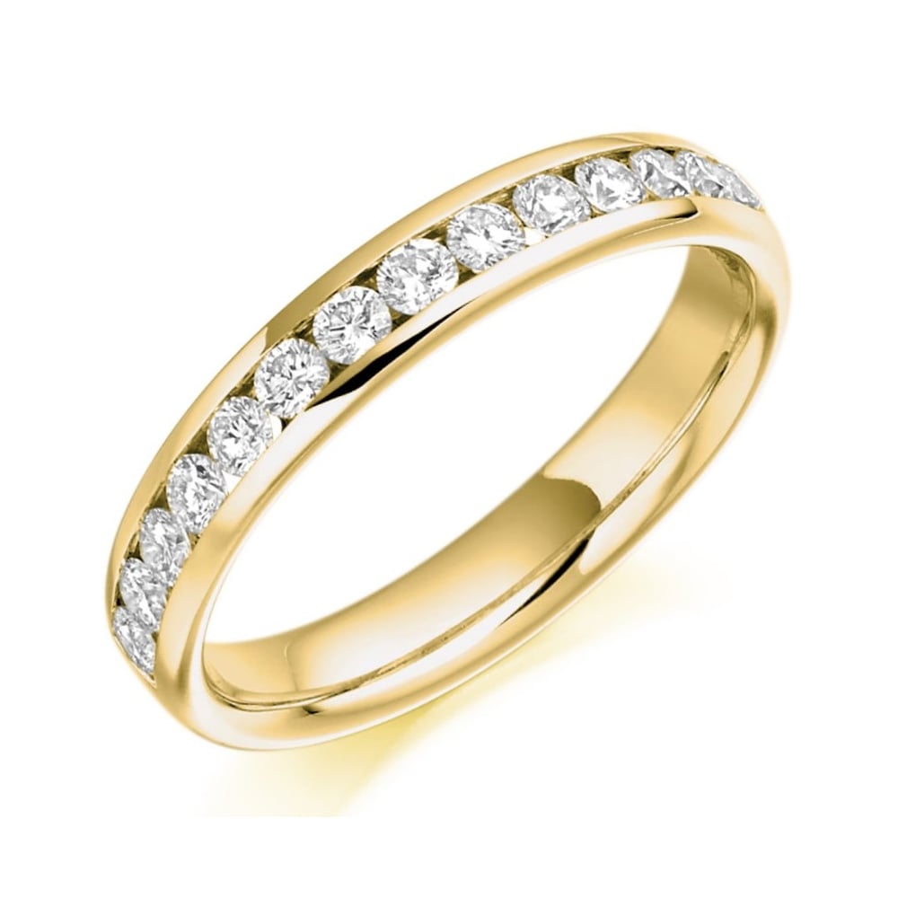 18ct yellow gold 0.50ct round diamond half eternity ring