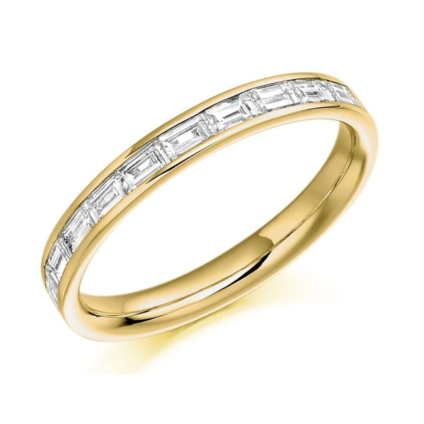 18ct yellow gold 0.50ct baguette cut diamond half eternity ring