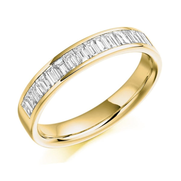 18ct yellow gold 0.76ct baguette cut diamond half eternity ring
