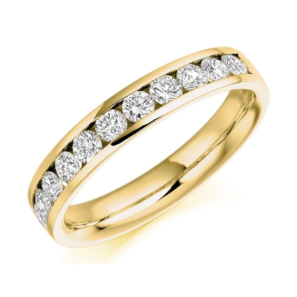 18ct yellow gold 0.78ct round diamond half eternity ring