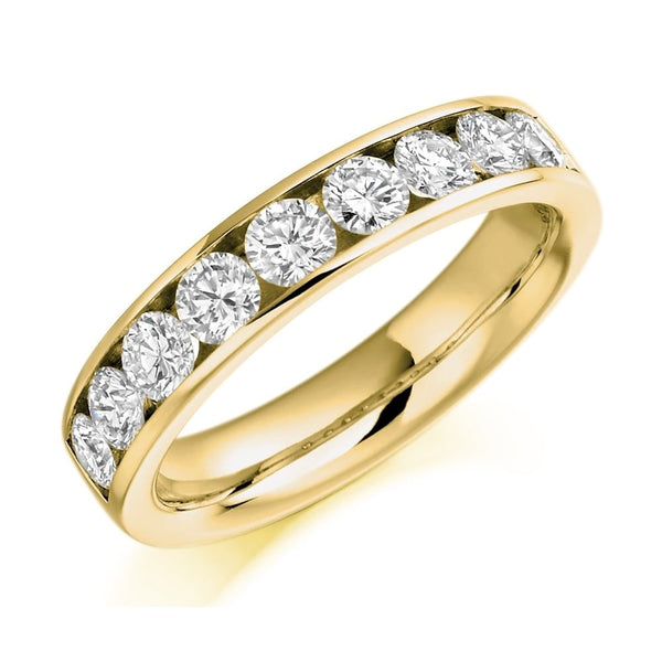 18ct yellow gold 1.00ct round brill diamond half eternity ring